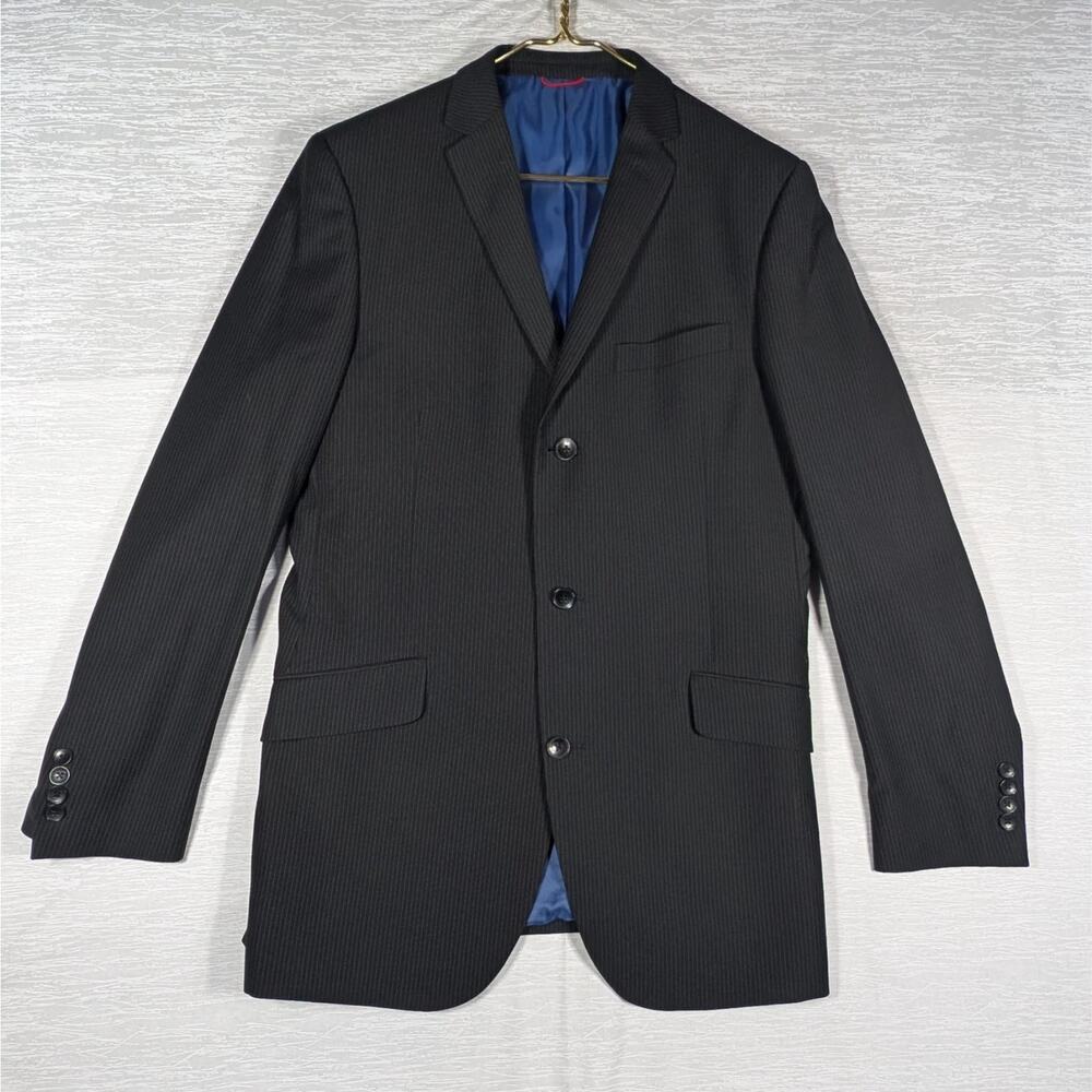 Billy London Suit Jacket Mens 42L Black Pinstripe 3 Button Blazer